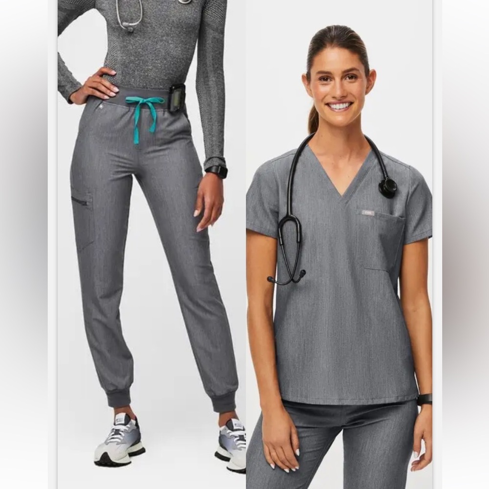 Figs graphite set - high waisted Zamora jogger and Catarina top